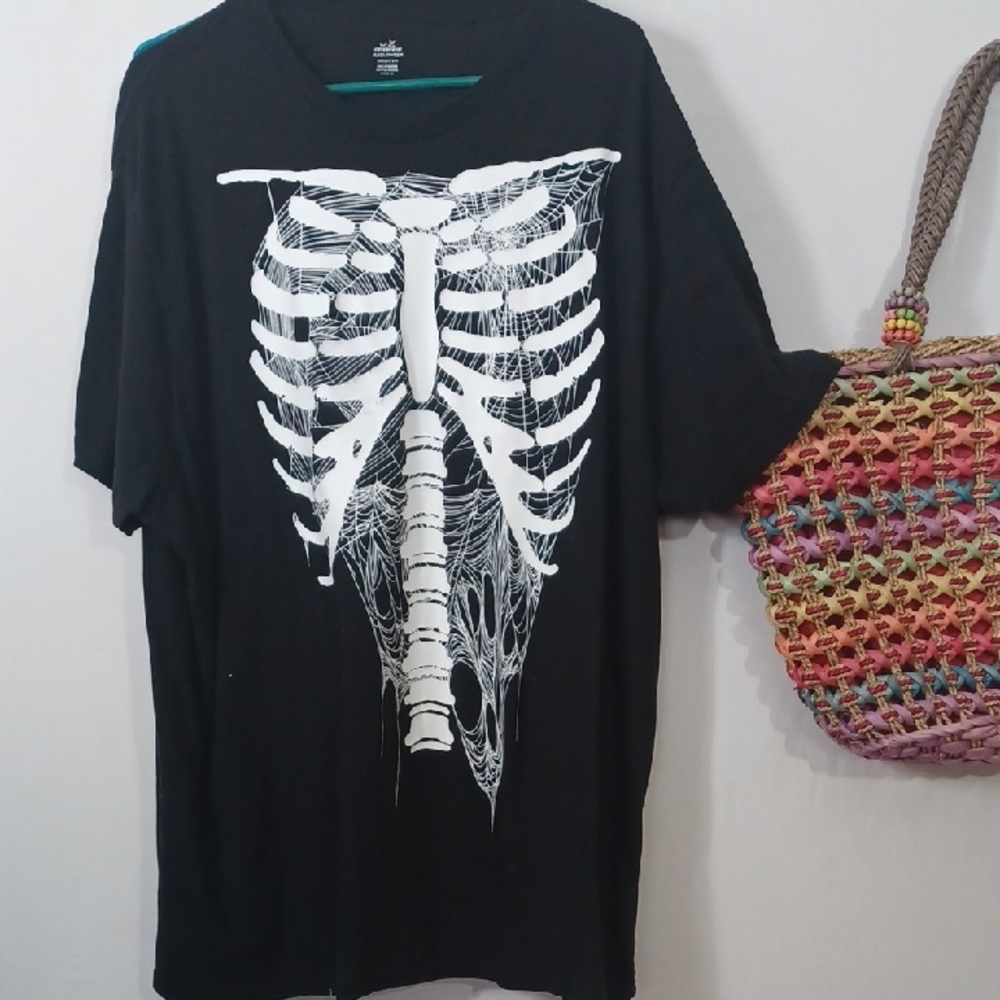 Celebrate It Black Tee with Skeleton Design